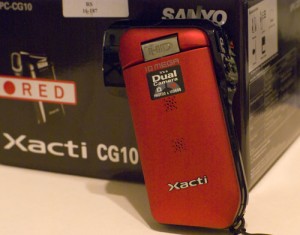 My Xacti CG10 and it's box in Radio Shack red